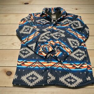 Original Deluxe Men's Aztec Print Fleece Lined Shirt Jacket Blue Orange Grey